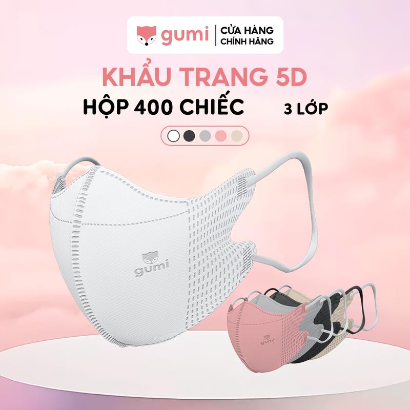 (HN) Hộp 400c 5D Khẩu trang Gumi kháng khuẩn 5D Mask kháng bụi mịn, kháng giọt bắn Phụ Kiện Accessories
