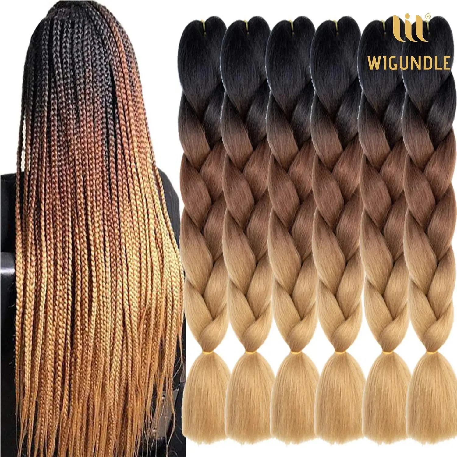 Multicolour 24 Inch Jumbo Braids Extensions Synthetic Braiding Hair ...