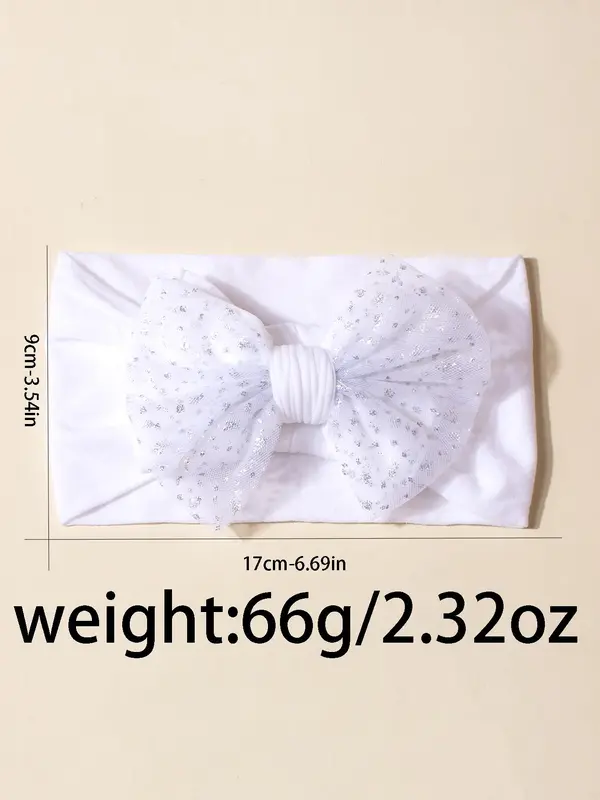 Cute Bow Decor Baby Hair Band, Soft Nylon Mesh Hair Band for Baby Girls & Boys, Fashion Hair Accessories for Infant Toddler Kids 1