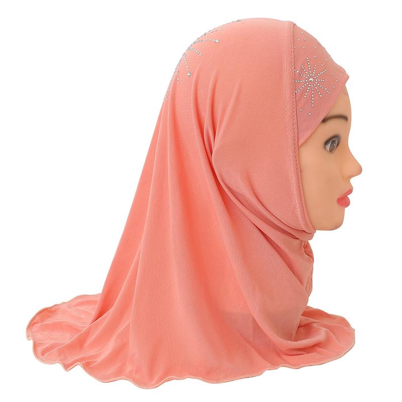 2-7 Years Old Girl Crystal Hemp Sun Diamond Tam-O'-Shanter| Detachable Gauze Cap + Three-Piece Design| Kindergarten Daily Wear and Match| Eid Trendy Child Essential selendang  bahu sulam  shawl sahara  shawl selendang 6