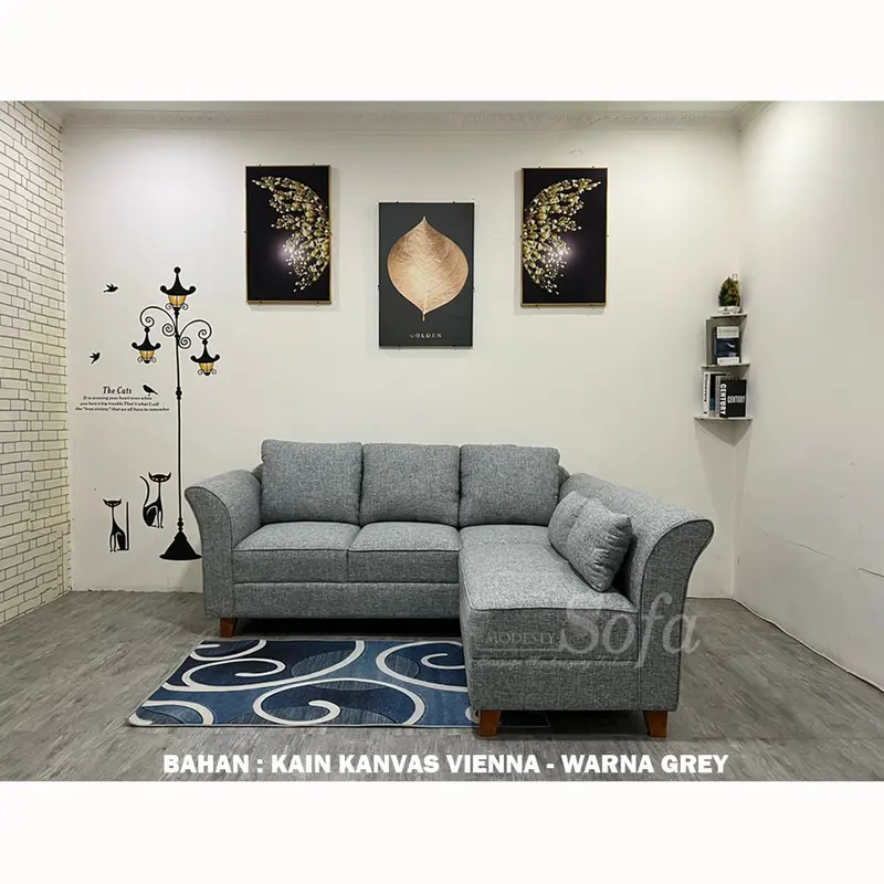 Sofa Kekinian / sofa murah / sofa bagus / sofa minimalis / Kursi / sofa L Minang Eco 10 Bantal Busa Kayu Furniture sofa  ruang tamu 1