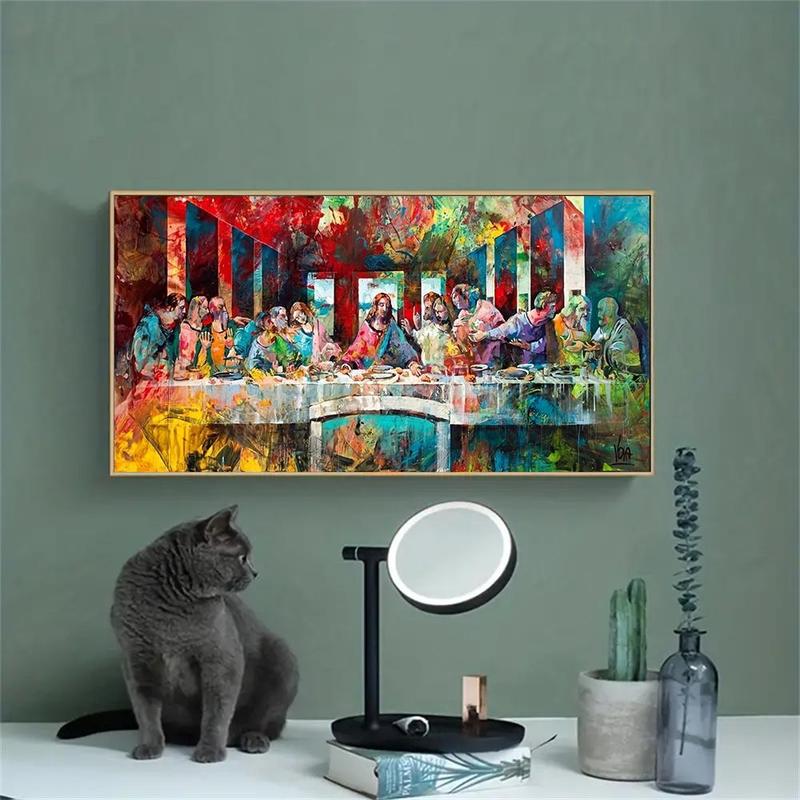 The Last Supper Graffiti Painting, 1 Count Canvas Wall Art without Frame, Wall Decor for Home Living Room Bedroom Office 3