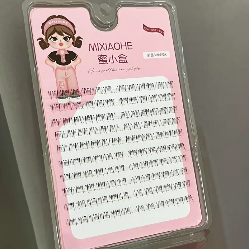 Honey Small Box, Sheep's Eyelashes, Single Cluster, Ten Rows, Large Capacity, Natural Fake Face, Easy to Use for Beginners Makeup Eyelash Extensions Cosmetic