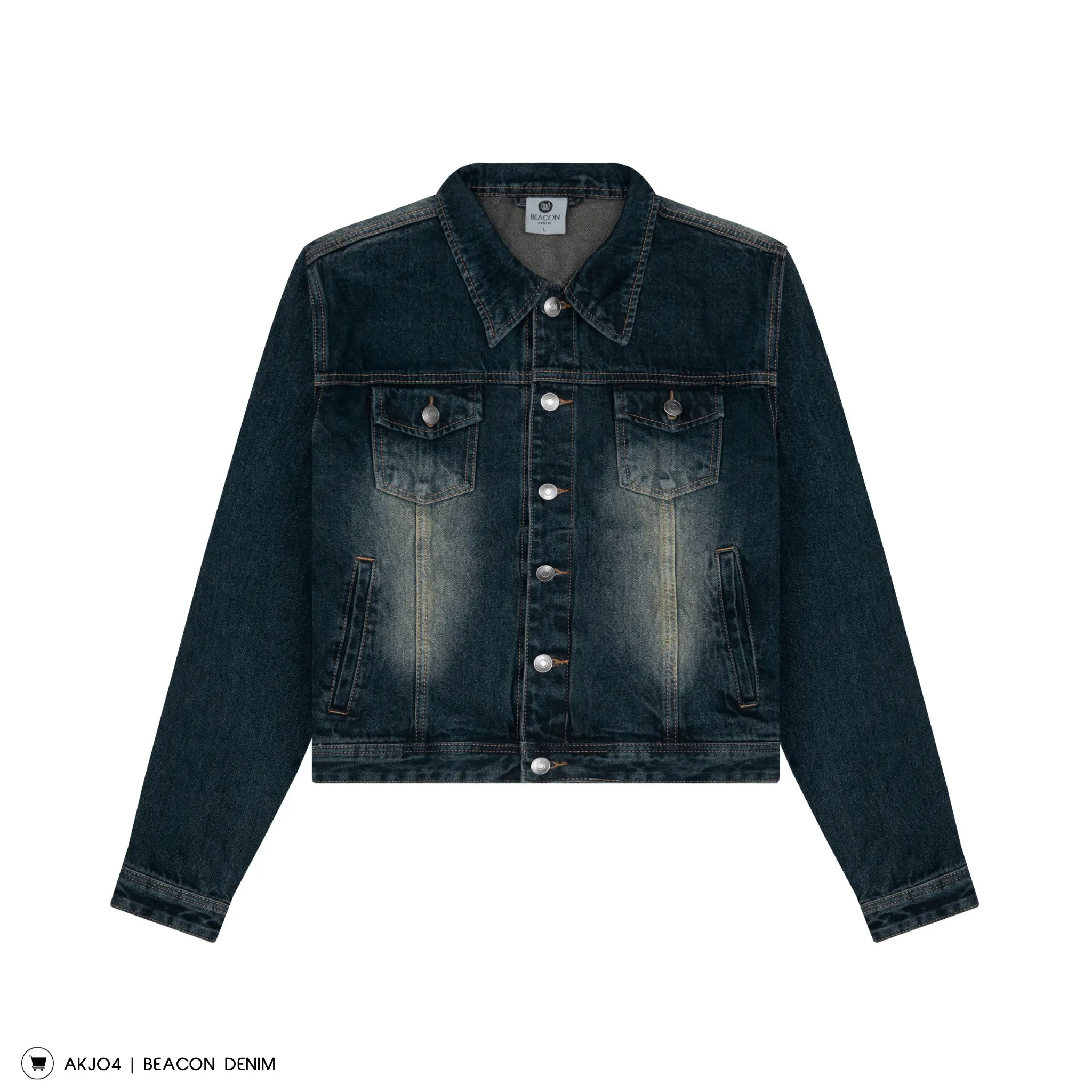 Áo Jean Nam khoác ngoài kiểu Croptop Màu xanh AKJ04 Cotton Menswear Jacket