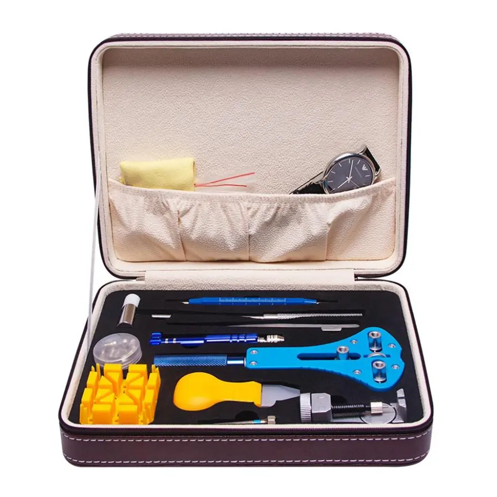 143 Pcs Watch Repair Tool Kit Link Remover Spring Bar Back Case Opener Black
