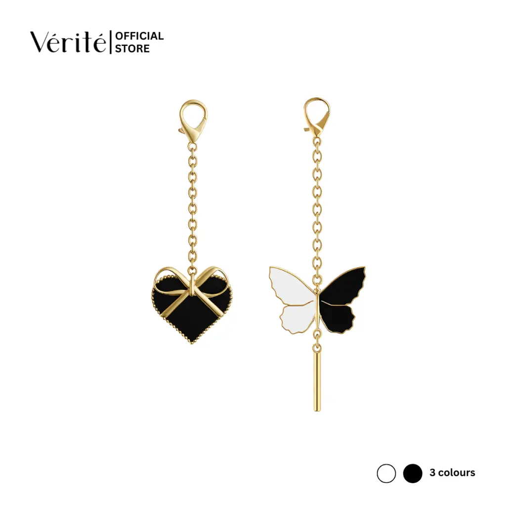 Verite Aksesoris Tas Wanita Gantungan Rantai Heart & Butterfly Lucu