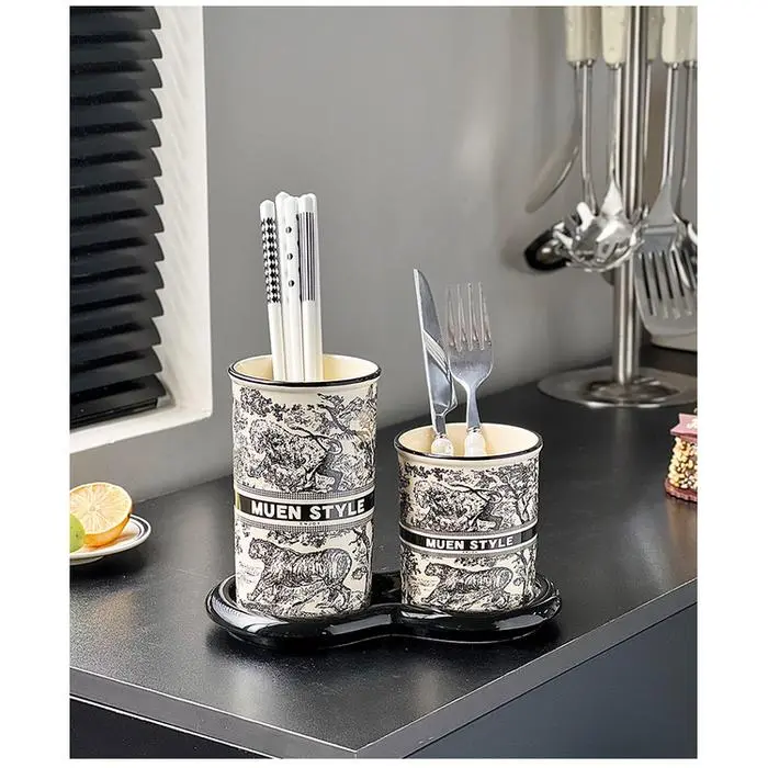 Tempat Sendok Muen Set/ Wadah Sendok storage Alat Makan Wadah Simpan Sendok Garpu/Tempat sendok keramik aestetic mewah Kitchenware Dapur