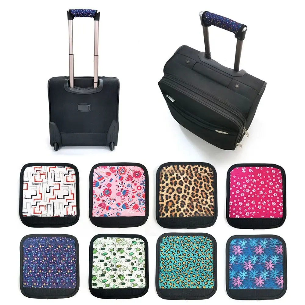 Durable Neoprene Luggage Handle Wrap Grip Printed Pattern Handle Sleeve Luggage Handle Cover Soft Suitcase Bag Handle Identifier Luggage Accessories