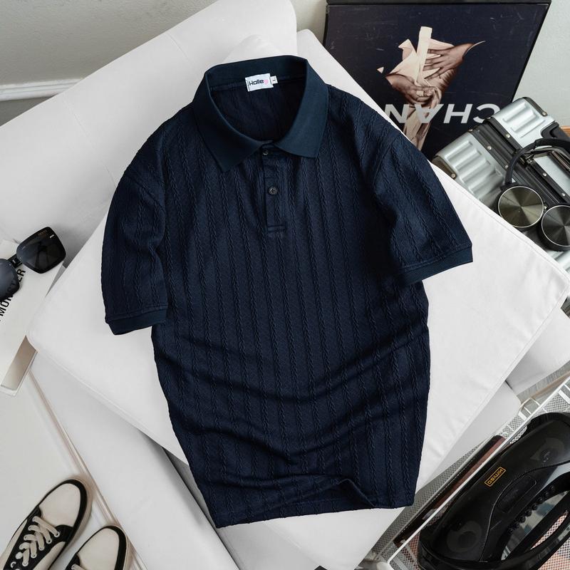 Áo POLO nam dệt kim ngắn tay chất len, cổ chữ V, vải cotton chải kĩ mềm mịn, không bai xù Abandon E23