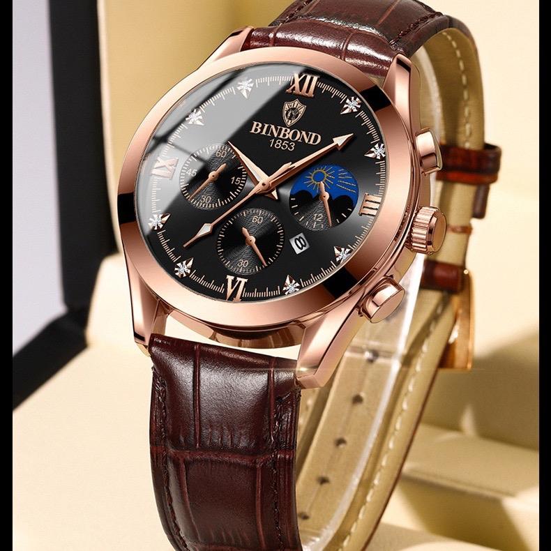 Đồng Hồ Nam Dây Da Binbond I5 , Có Lịch Ngày Sang Trong 2023 ( 3 kim nhỏ trang trí) TẶNG KHĂN MỊN LAU, HỘP ĐỒNG HỒ, PIN ĐỒNG HỒ ( SỐ LƯỢNG QUÀ TẶNG CÓ HẠN, KIỂM TRA GIỎ HÀNG TRƯỚC KHI THANH TOÁN )
