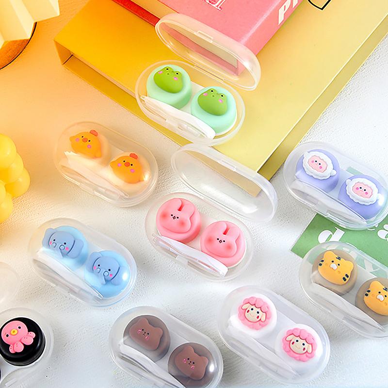 Product Introduction of Cartoon Animal Contact Lens Case Companion Box Cute Student Myopia Mini Contact Eye Portable Compact Storage Box Care Box 14