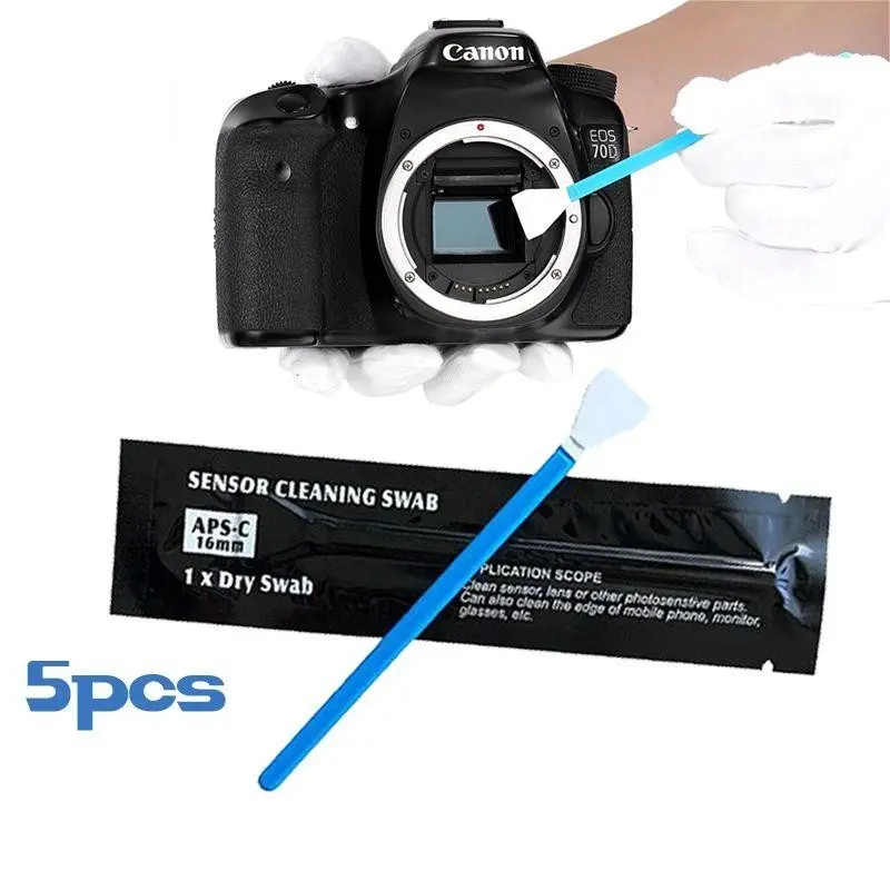 5Pcs Camera Sensor Cleaning Swab Digital Camera Sensor Lens Dust-Free Cleaning Brush 16mm Width Swab Pembersih Wet+Dry 0