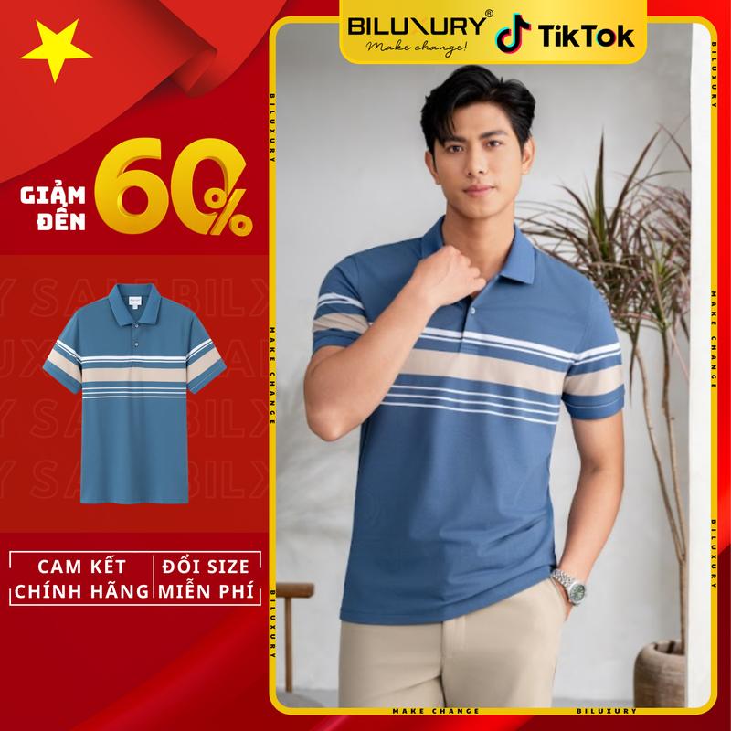 Áo Polo, áo thun nam cổ bẻ BILUXURY 8APCS454XAH Polo thiết kế, Thoáng Mát, Thấm Hút Nhanh, Chống Nhăn Menswear Top Có Cổ Shirt