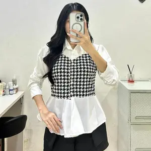 BELVA Blouse Katun Twist Combi Knit M-XXL JUMBO