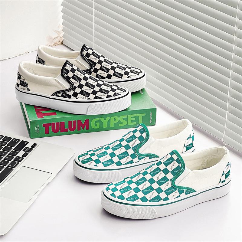 Women's Plaid Canvas Shoes, Casual Flat Shoes, Low-top Non-slip Wear-resistant Canvas Shoes for Students and Couples 3