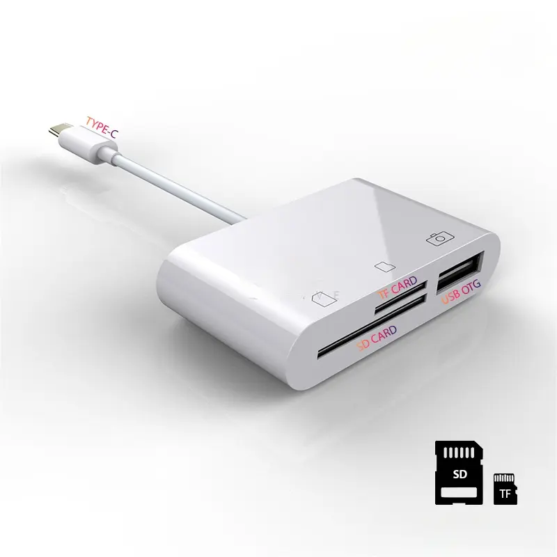 Đầu đọc thẻ Type-C sang SD / TF, 3 trong 1, USB OTG, USB-C, hỗ trợ máy ảnh DSLR, thẻ SD, điện thoại di động, máy tính, máy tính xách tay