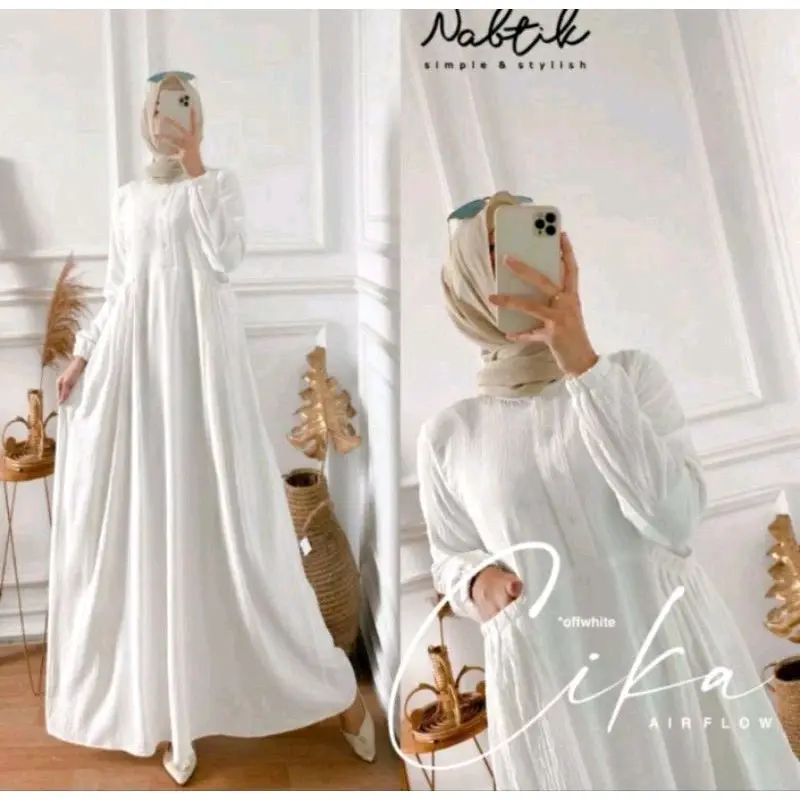 gamis cika cringkel dress maxy / dress wanita kinian /dress murah/ Polos