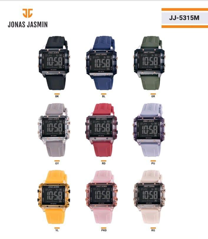 Product Introduction of produk original jam tangan fashion wanita Jonas Jasmin bridge kotak transparan digital HB-5415SAX strap rubber diameter 4cm include box kancing + kartu garansi Watch 1