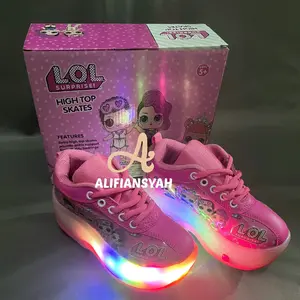 Sepatu Roda Anak Roda 4 Model Mobil Pemula Full Menyala Sepatu Roda Karakter 2 in 1