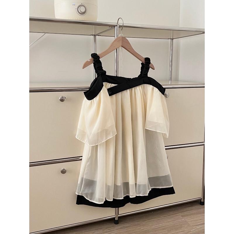 Set bộ áo voan trễ vai dây kèm quần tacta Nữ