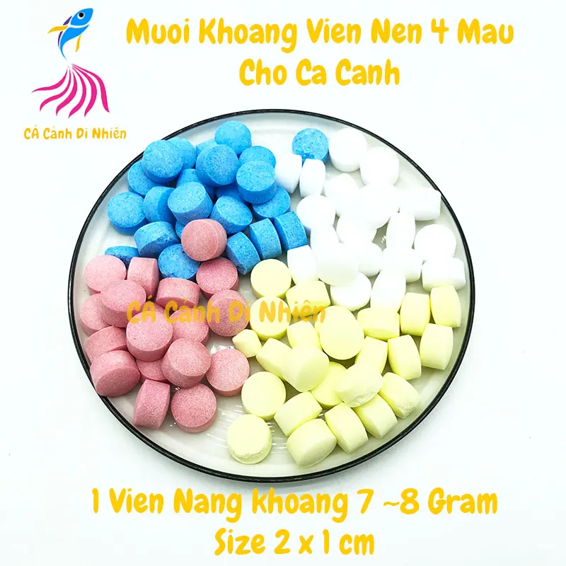 Muối Khoáng Nén Viên Bốn Màu Cho Cá Cảnh muối khoáng viên cho hồ cá thủy sinh - 1 Viên