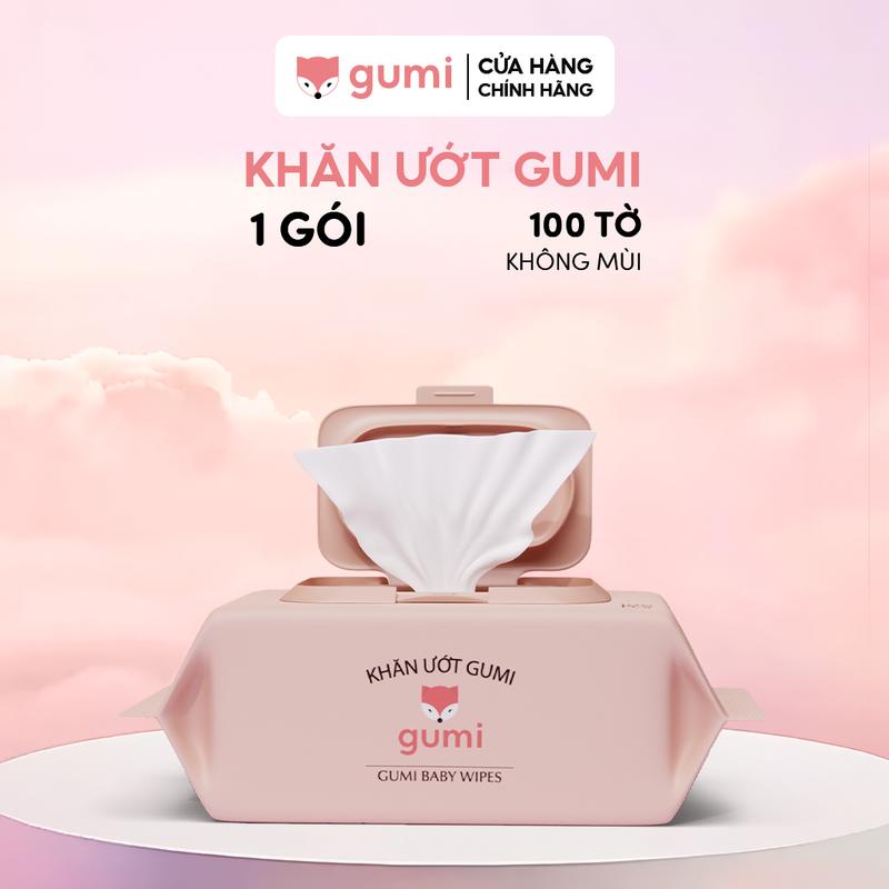 (Mall) Gói 100 tờ khăn giấy ướt Gumi không cồn không parabens cho bé khăn ướt khăn lau em bé