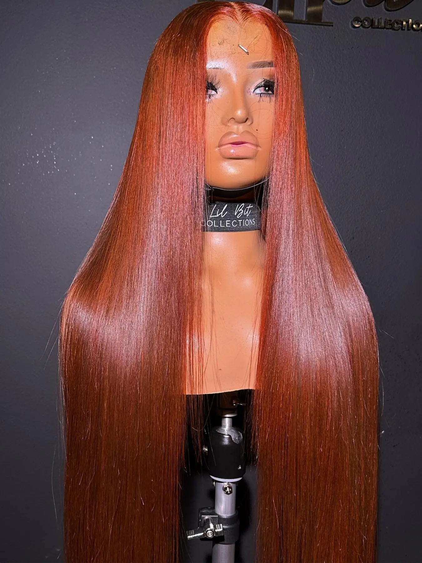 32 Inch Reddish Brown/Blue Color Long Straight Wigs for Women, Gorgeous Fluffy Wigs without Bangs, Synthetic Lace Front Wigs for Party, Daily Use