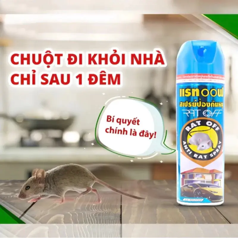 Chai Xịt Đuổi Chuột RAT OFF Anti Rat Spray 2 CHAI 600ml Thái Lan - Chống Chuột Hiệu Quả