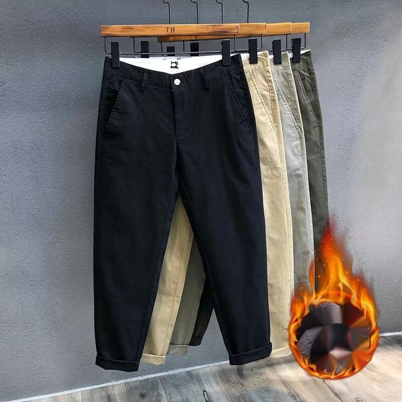 Product Introduction of Casual Pants Men's Fleece-lined Autumn and Winter New Loose Cropped Pants Skinny Spring and Autumn Casual Long Pants 10