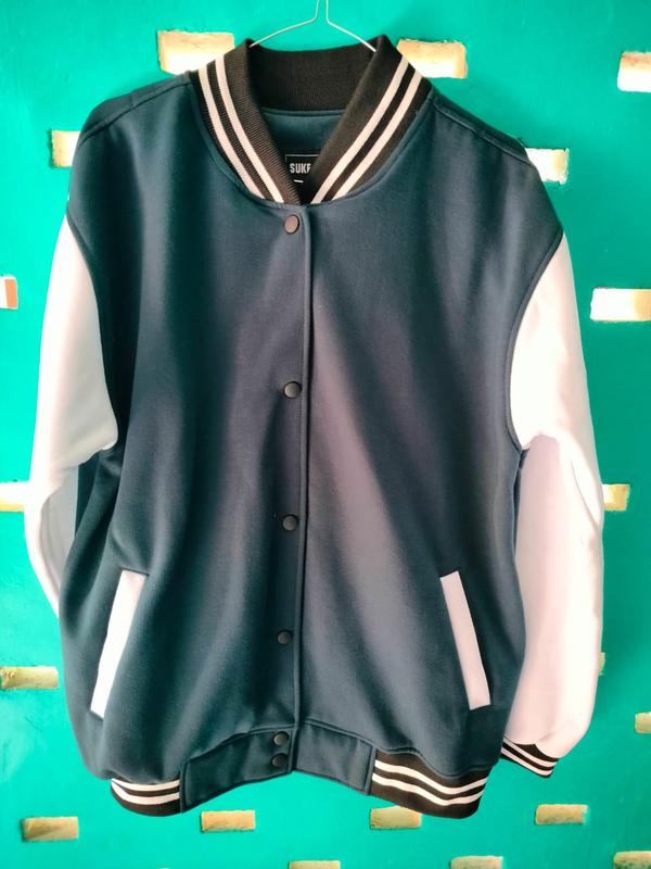 JAKET VARSITY DENIM COMBI CREAM  FLEECE TEBAL FULL BORDIR / VARSITY 05 FULL TAQ ORIGINAL / JAKET BASEBALL UNISEX 6