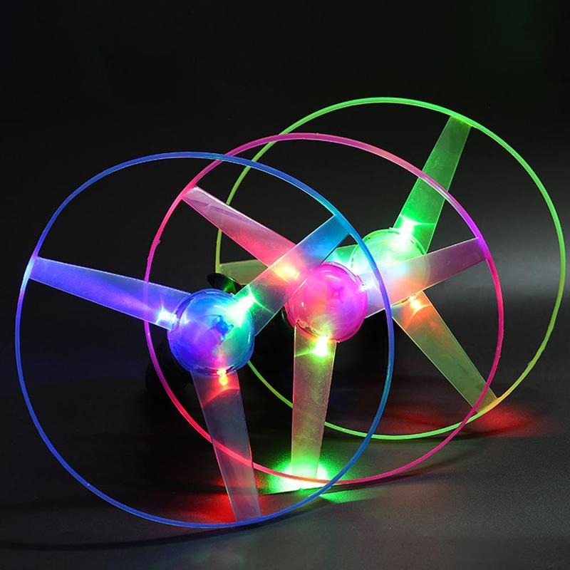 Product Introduction of LED Lighting Frisbee Propeller Helicopter Toy Pull String Flying Saucer UFO Children's Outdoor Luminous Toy 20
