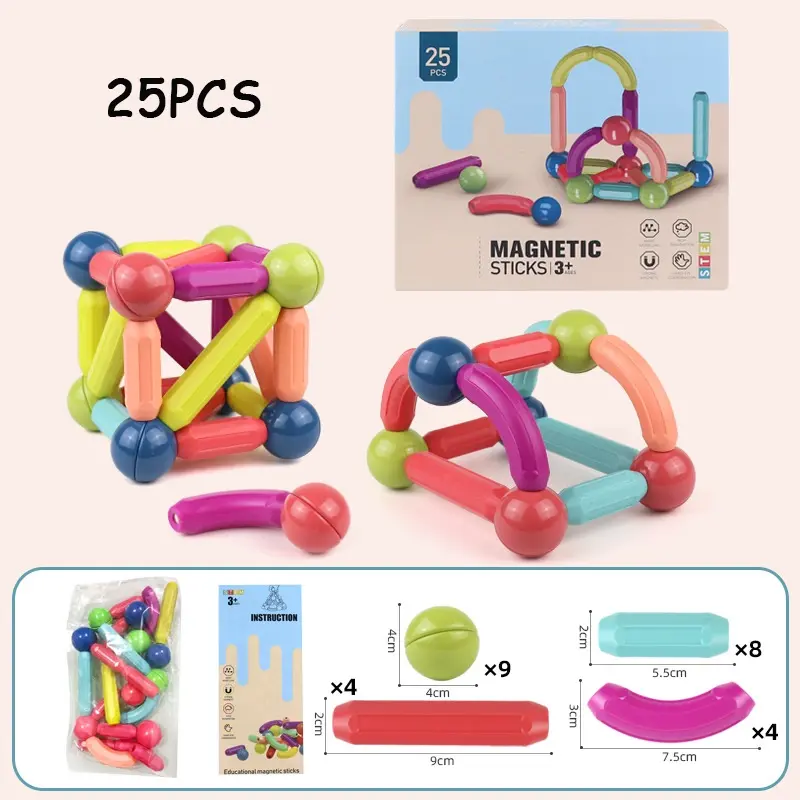 Mainan Pendidikan Anak Magnetik Blok Bangunan Tongkat Set DIY Perakitan Mainan 5