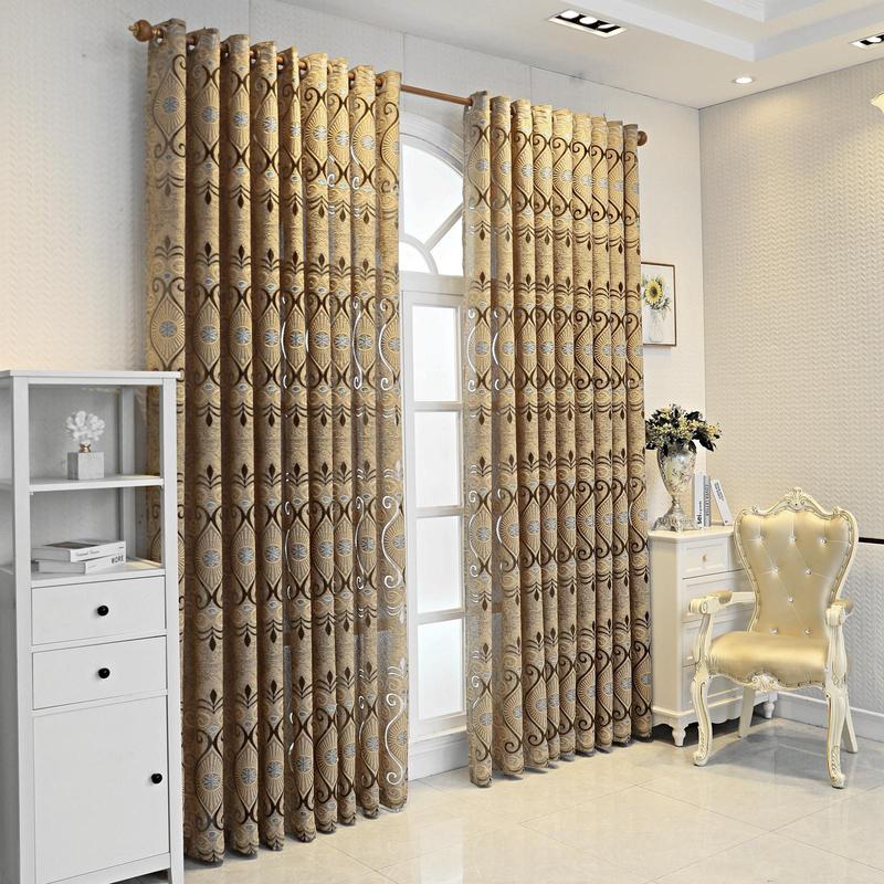 Vintage Window Curtain, Retro Jacquard Curtain, Hollow Sunshade Partition Curtain for Living Room Bedroom Office Balcony Home Decoration 5