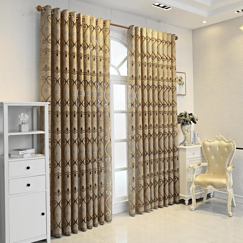 Vintage Window Curtain, Retro Jacquard Curtain, Hollow Sunshade Partition Curtain for Living Room Bedroom Office Balcony Home Decoration 5