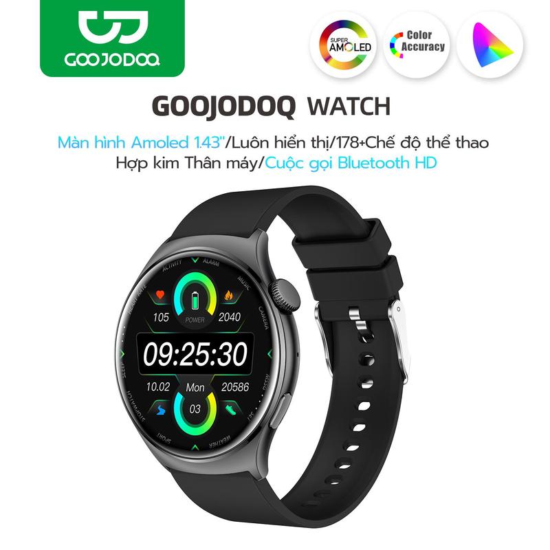【GOOJODOQ X KOC/KOL Đồng hồ thông minh Smart Watch | Running Pace | Màn hình AMOLED | Aod | Vỏ kim loại | Giấy dán tường tùy chỉnh | Cuộc gọi Bluetooth | giám sát sức khỏe IP68 chống nước | 178 + Chế độ thể thao