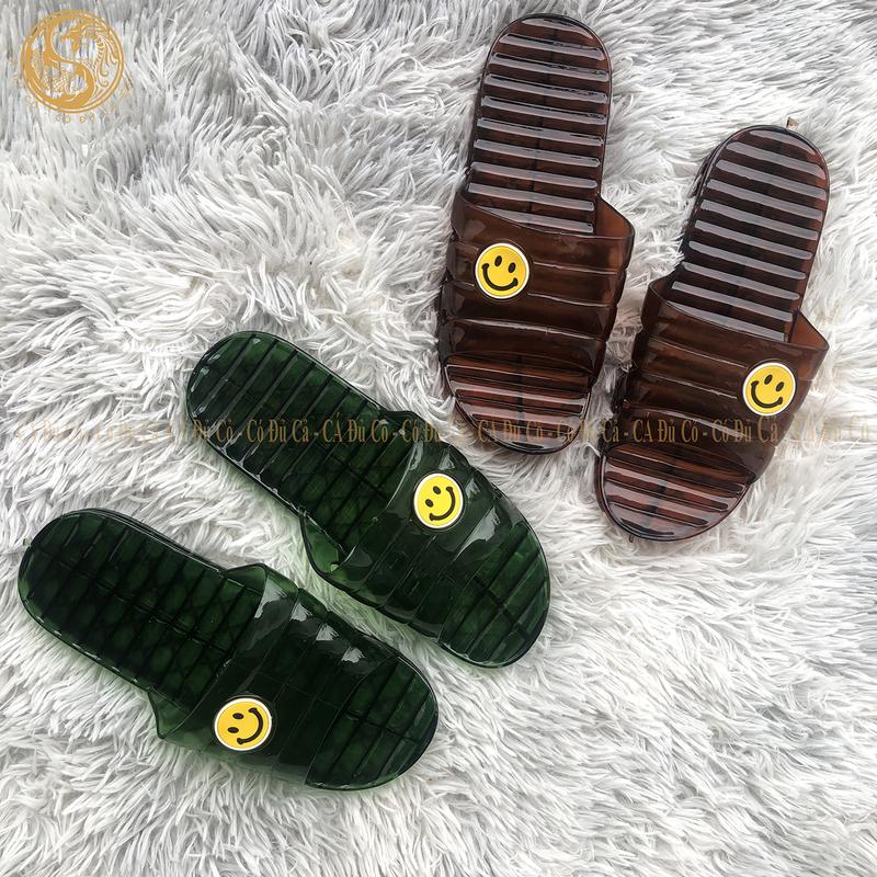 Dép vip mặt cười nữ nam DéP nhựa trong suốt Quai Ngang đi trong nhà văn phòng nhà tắm