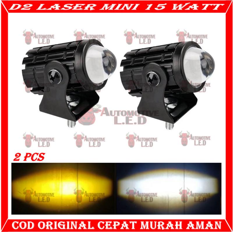 ORIGINAL LAMPU LASER LED  D2 MINI LAMPU D2 LASER LAMPU SOROT HIGH QUALITY | LAMPU LASER D2 MINI 15 WATT 2 WARNA HIGH BEAM MERK SXC 1
