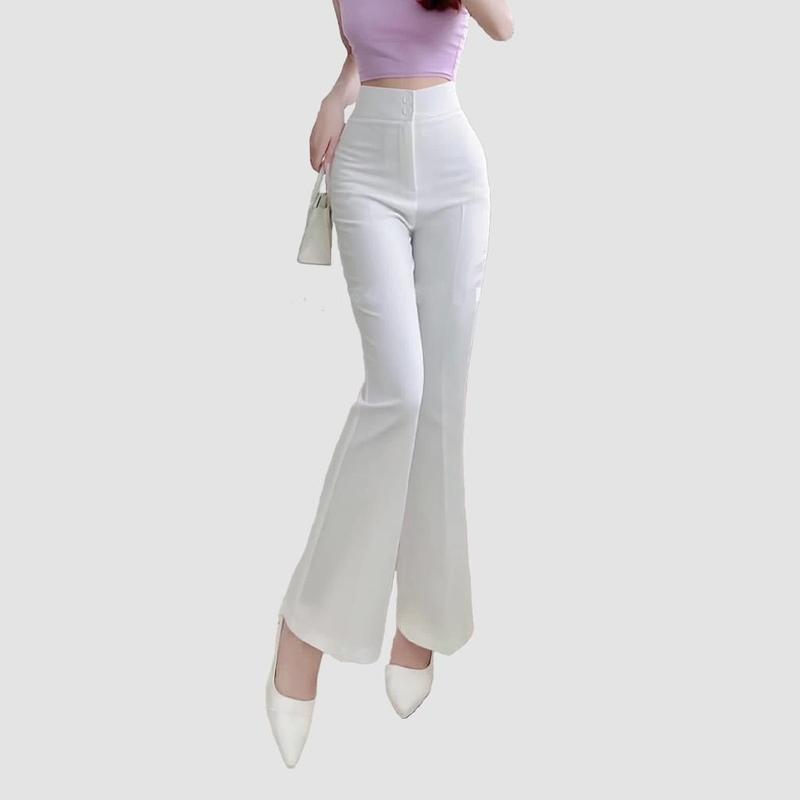 HÀNG MỚI VỀ QUẦN LOE CẠP CAO 2 CÚC HÀNG THIẾT KẾ CHẤT TUYẾT MƯA DÀI 100CM Nữ Women