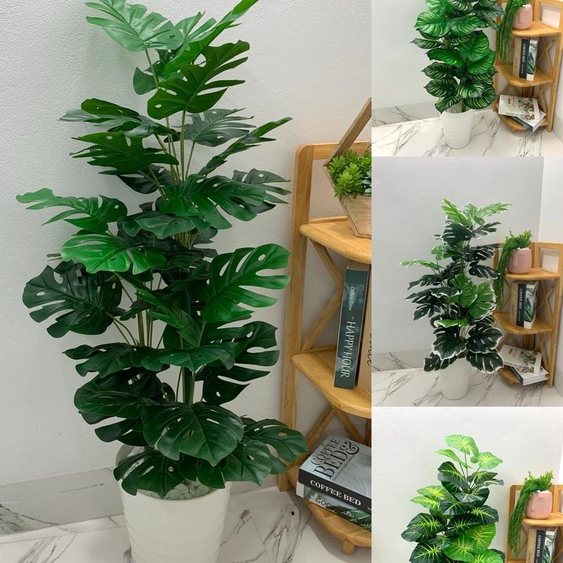 Cây trầu bà nhân tạo, cây lá rùa, cây trầu bà lá xẻ 1m2 , cây giả trang trí,decor