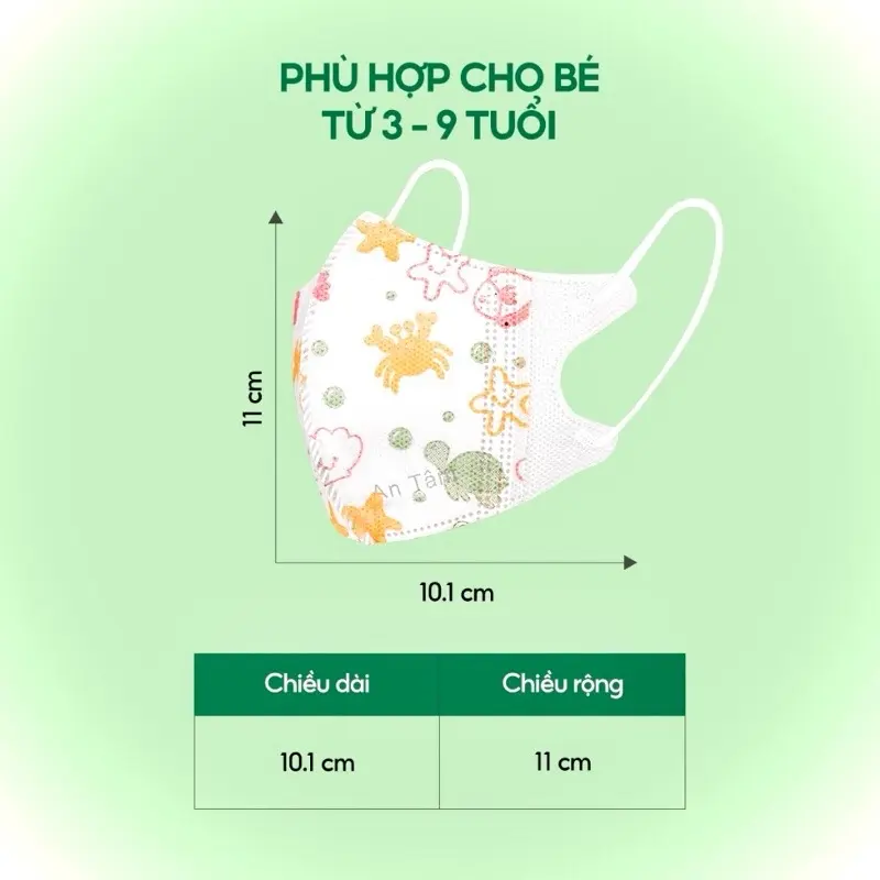 ￼<5D KID An Tâm > Thùng 100 Khẩu Trang Trẻ Em 5D 3 Lớp Kháng Khuẩn cho trẻ từ 2-8 tuổi 2