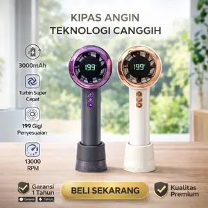 (Exclusive Ummababa review) M12 M13 Kipas Angin Portable Mini Genggam 199 Speed USB Rechargeable dengan Layar Digital Mini Fan