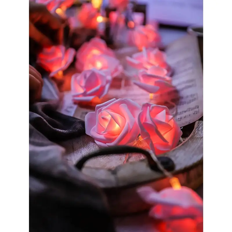 Led Rose Flower String Lights, Indoor Romantic Decoration For Proposal, Birthday, Girls' Room Decor gifts  best  friend scream  mask Ornaments Pink 8