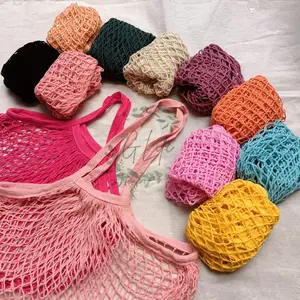 Tas Belanja Jaring Katun, Tas Jaring Reusable, Tas Belanja Cotton Mesh Bag (Pegangan Panjang)