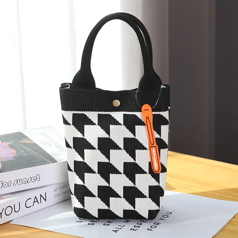 Knitted Mini Sling Bag Premium Tas HP Rajut Selempang Wanita Korean Style MOTIF WALLET - T215 Pink 7