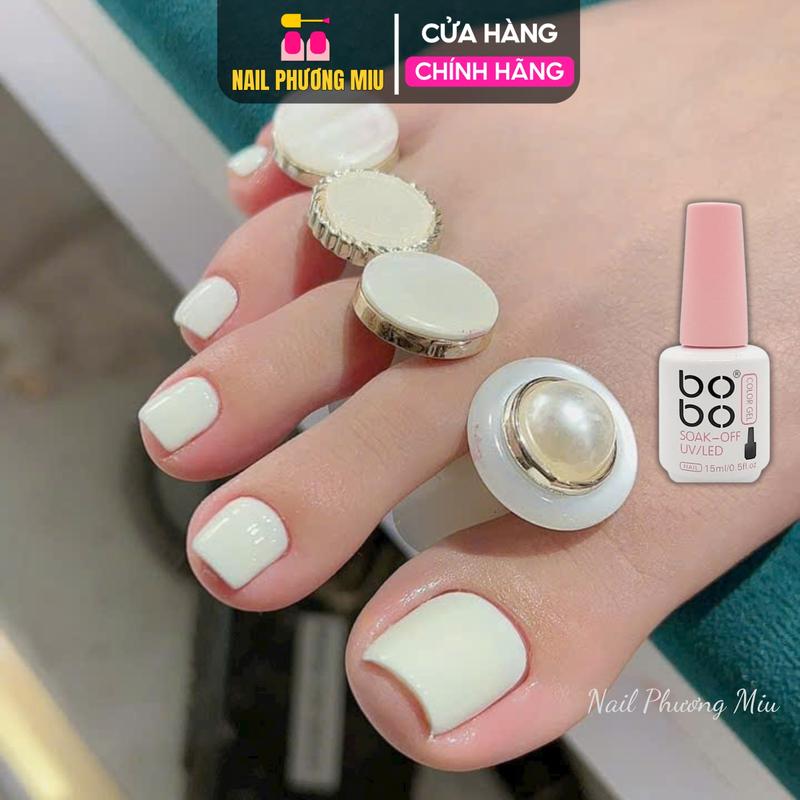 Sơn Gel Trắng Sữa BOBO Milk White Chính Hãng 15ml Làm Nail Bóng Mướt Màu Chuẩn Lông Cọ Sợi Tơ Cao Cấp Nail Phương Miu Nữ