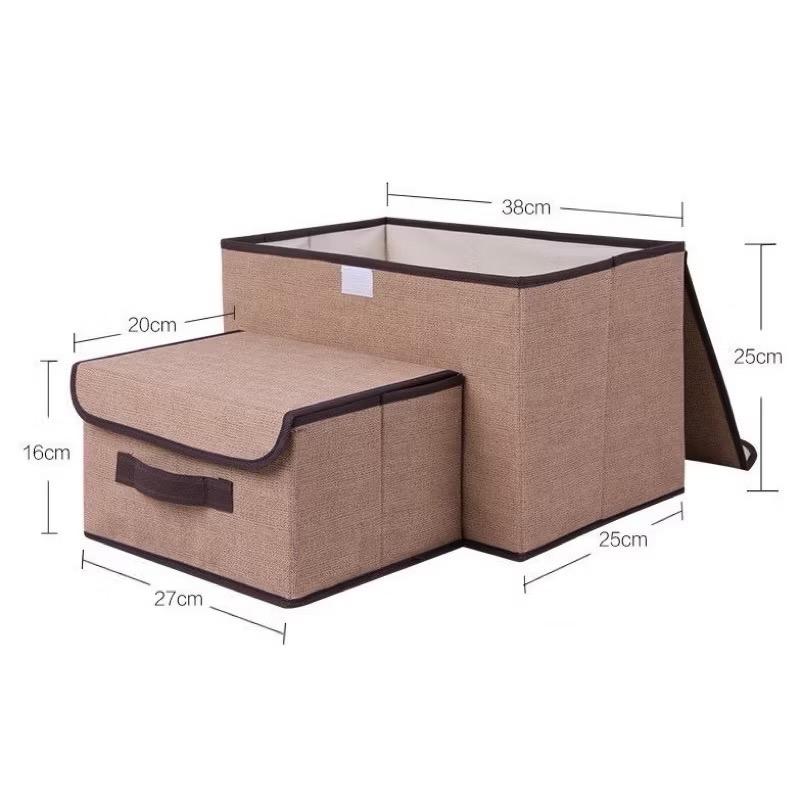 ￼Hộp đựng đồ bằng vải, combo 2 hộp to nhỏ 2