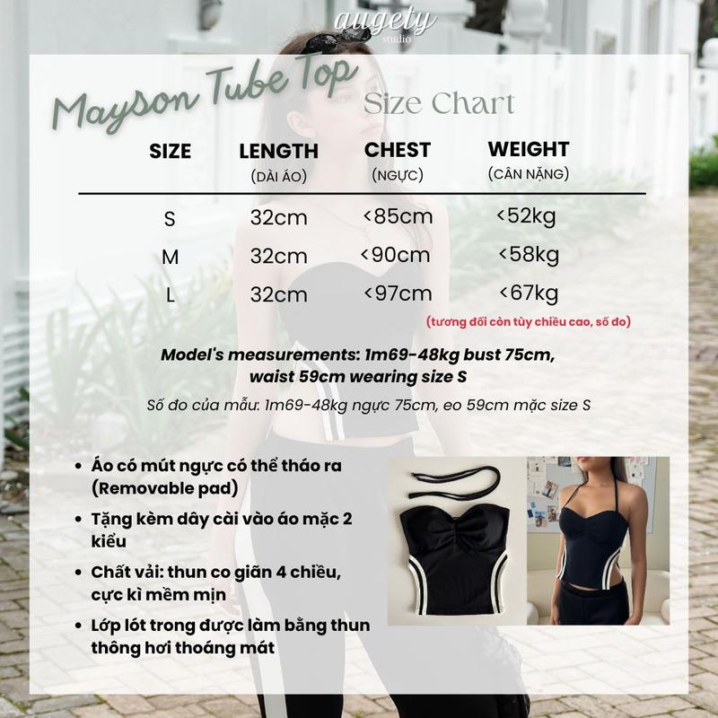 Product Introduction of Áo Ống Croptop Nữ Xẻ Tà Xếp Ly Ngực, AUGETY Mayson Tube Top 0