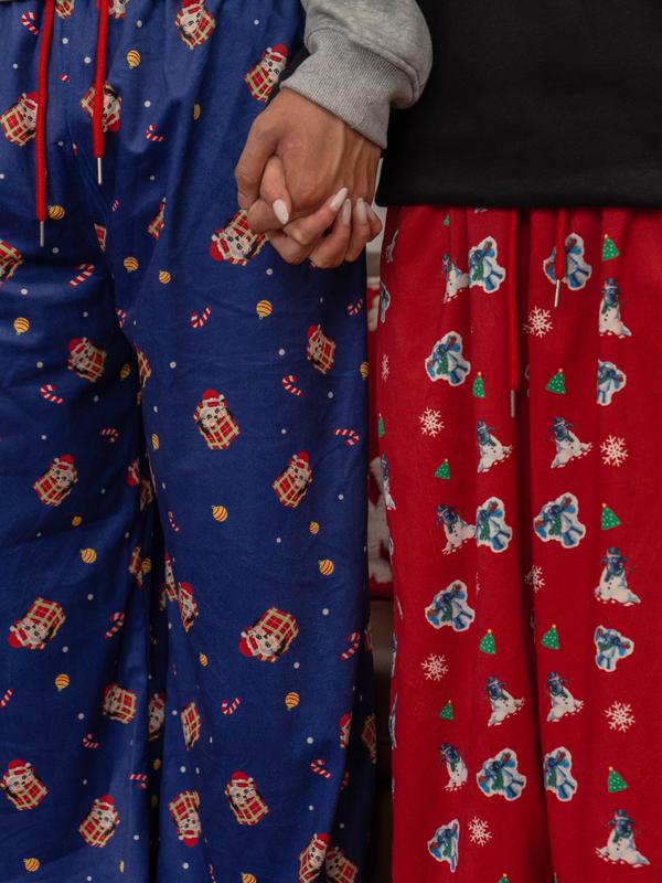 Flannel.baa - Quần dài NHUNG IN HÌNH GIÁNG SINH màu XANH dáng xuông, ống rộng nơ thắt xinh xắn 6