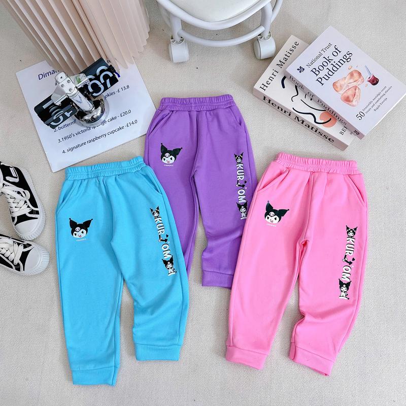 combo 3 quần nỉ cho bé gái in hình kuoromi từ 9 - 25kg chất vải nỉ dày dặn đường may kĩ. set 3 quần nỉ cho bé gái từ 1 - 5 tuổi ấm áp