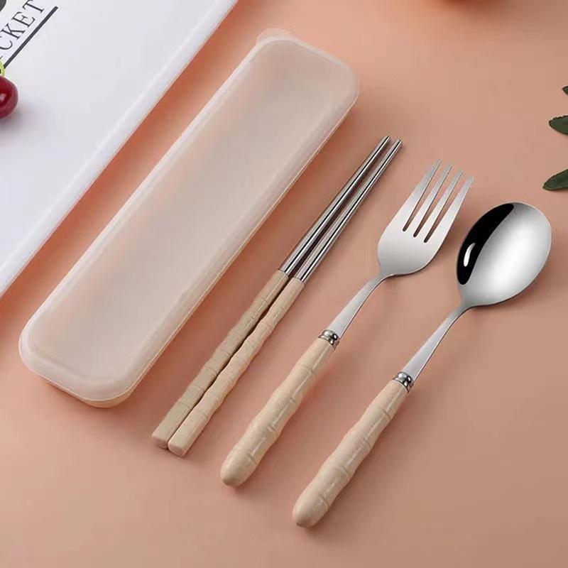 Bộ Đồ Ăn Cầm Tay Bộ Đũa, Thìa, Nĩa, Chất Liệu Thép Không Gỉ, Thích Hợp Cho Học Sinh Và Người Lớn, Lý Tưởng Cho Du Lịch, Căng Thẳng, Sử Dụng Tại Nhà 3